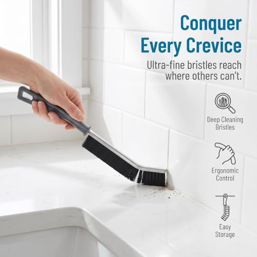 Household Cleaning Brushes, 13 Pack Hard Bristle Crevice Cleaning Brush, Multi-Functional Gap Scrubber for Bathroom, Kitchen, Tile, Window, Narrow Crevices - color: Black-13pcs