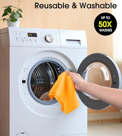 Microfiber Cleaning Cloth Roll–100 Pack, Tear Away Microfiber Towels, Reusable, Washable, Scratch-Free, Kitchen Towels for Car, Home, Kitchen, Glass, Dishes(Tangerine Yellow) - color: Tangerine Yellow