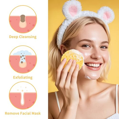 100-Count Compressed Facial Sponges, Natural Cosmetic Spa Sponges for Facial Cleansing, Exfoliating Mask, Makeup Remover, Travel Face Sponges - Yellow - color: Yellow