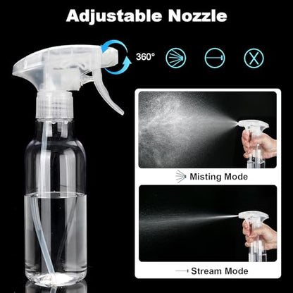Cosywell Plastic Spray Bottles 8.8oz/260ml 2 Pack Empty Spray Bottle for Cleaning Mist/Stream Heavy Duty Water Spraying Bottle for Cooking Solutions Essential Oils Hair Care(Clear) - color: A-Clear