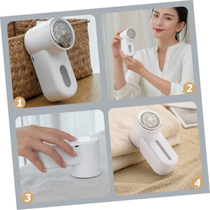 USB Rechargeable Fabric Shaver Sweater Pilling Remover Lint Trimmer Portable Electric Lint Eraser for Clothes Coats Pet Fur and Upholstery with Abs Material Battery Operated White