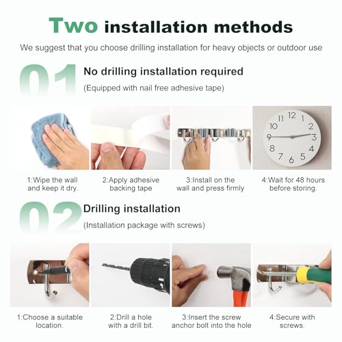 Mop Broom Holder Wall Mount, Non Slip Broom Mop Holder, Broom Organizer, Stainless Steel Broom Hanger Wall Mount for Home Kitchen Garden Laundry Garage, 2 Mounting Methods (Style 1) - color: Style 1