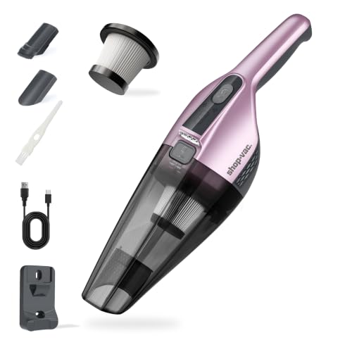 Shop-Vac S1 12V Handheld Vacuum Cordless, Dual-Speed Powerful Portable Car Vacuum Rechargeable, Wall-Mounted Lightweight Hand Vacuum for Home & Car, LED Illumination, HEPA Filter, Purple - color: Purple