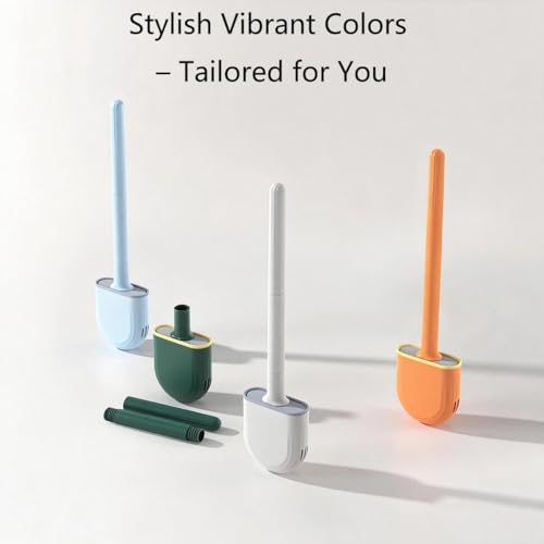 Silicone Toilet Brush Set, Rv Toilet Cleaner Brush, Wall Mounted Holder, Anti-Drip Design, Flexible Bristles for Easy Cleaning, Suitable for Various Usage scenarios (Green) - color: Green