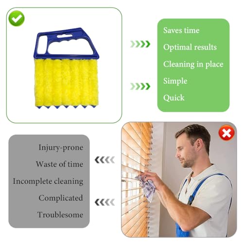 DXNQ Blind Cleaner Duster Tool, Window Venetian Hand-held 7 Finger Dusting Cleaner Brush, Blinds Cleaning Brush Tool for Window Shutters Air Conditioner, Car Accessories (Blue) - color: Blue