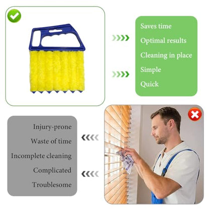 DXNQ Blind Cleaner Duster Tool, Window Venetian Hand-held 7 Finger Dusting Cleaner Brush, Blinds Cleaning Brush Tool for Window Shutters Air Conditioner, Car Accessories (Blue) - color: Blue