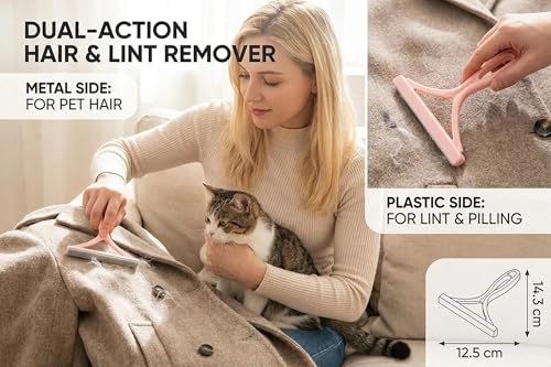 Pet Hair Remover Carpet Scraper - Lint Remover Tool with Two Way Edge for Sofa Coat Rug Bedding Furniture 1Pack(Light Pink) - color: Light Pink