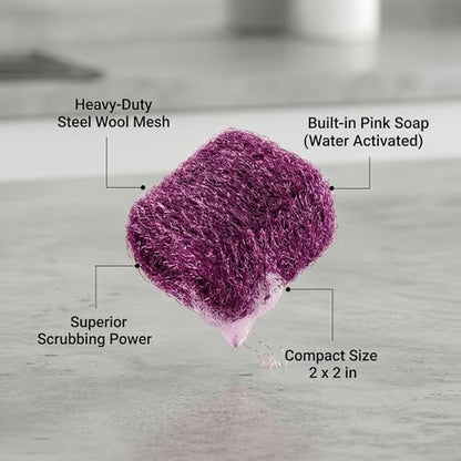 SteadMax 60 Steel Wool Soap Pads, Pre-Soaped Metal Scouring Pads for Easy Cleaning of Pots, Pans, Ovens and Dishes (60 Pack) - size: 60 Pack