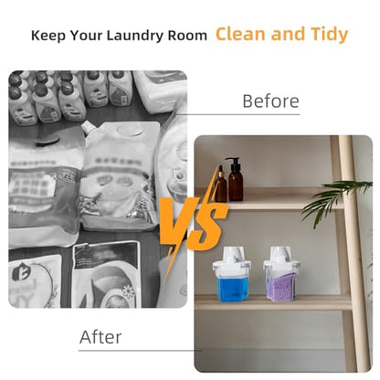 G2 GO2GETHER Laundry Detergent Container,2Pack -51oz Laundry Detergent Dispenser with 5 labels for Laundry Room, Laundry Scent Beads, Powder,Bleach,Soap,Fabric Softener Storage and Organization. - style: 51OZ