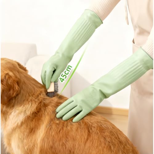 18inch Household Cleaning Rubber Kitchen Waterproof Long Gloves,Reusable Durable Anti Slip Work Latex Gloves - size: Large
