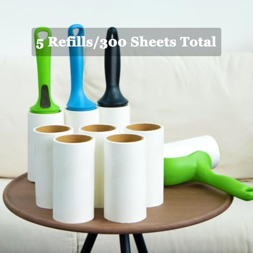 4.6 inch Giant Lint Roller Refills Compatible with Evercare Giant Lint Rollers and T Handle Lint Roller Extreme Stick Pet Hair Remover Adhesive Refills 5 Rolls 60 Sheets per Roll Total 300 Sheets - size: 4.6 inch Giant