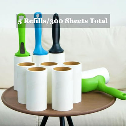 4.6 inch Giant Lint Roller Refills Compatible with Evercare Giant Lint Rollers and T Handle Lint Roller Extreme Stick Pet Hair Remover Adhesive Refills 5 Rolls 60 Sheets per Roll Total 300 Sheets - size: 4.6 inch Giant