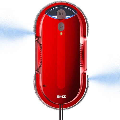 BNZ Smart Window Cleaning Robot, Twin Turbo & Dual Auto-Spray Window Cleaner with Multiple Safety System, AI Path Planning, Frameless Edge Detection, K1 (Ruby Red) - color: Ruby Red