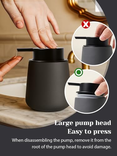 INGOFIN Ceramic Lotion Dispenser - 12oz Refillable Hand Soap Dispenser Bathroom, Modern Liquid Soap Dispenser with Pump, Dish Dispenser for Kitchen, Matte Grey - color: Matte Grey