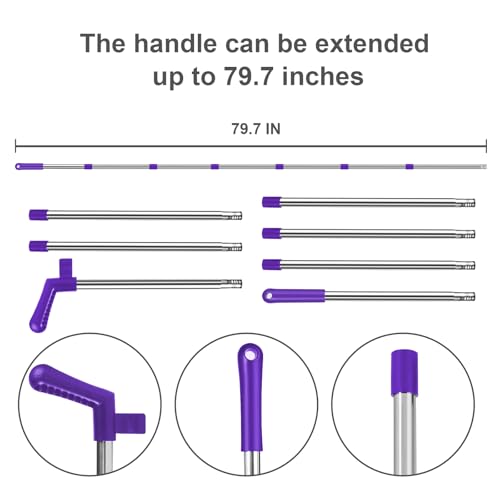 Purple Broom with Dustpan Combo Set, 51" Long Handle Household Cleaning Tool, Ideal Broom and Dustpan Set for Pet Hair and Home Use - color: Purple
