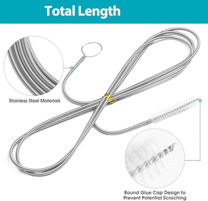 2 Pack 59" Flexible Pipe Cleaner Brush, Rustproof Bendable Drain Brush with Dual Bristles for Home, Bathroom, Car & Aquarium - color: 59inch
