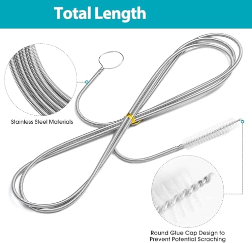 2 Pack Extra Long Flexible Pipe Cleaner Brush, Drain Cleaner Tool for Fridge, Sink Hose, Aquarium Tube, Car Sunroof Drain Cleaning Brush. (60inch) - color: 60inch