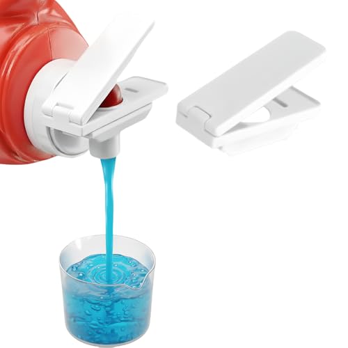 2 Pack Laundry Detergent Dispenser Nozzle Holder – Easy-Press Spout Opener, Drip-Free Detergent & Softener Accessory, Fits Most Large Bottles, laundry room organization
