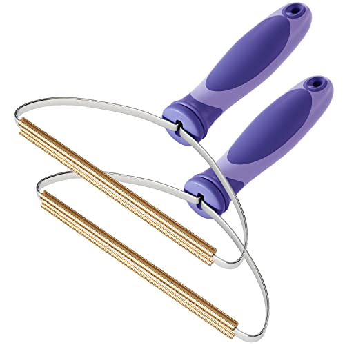 Pet Hair Remover, Dog Cat Hair Remover, Lint Cleaner Pro, Fur Removal Tool, Portable Carpet Scraper, Fuzz Rollers Hairball Shaver for Carpets, Car Mat, Couch, Pet Bed, Furniture & Rug (Purple, 2-Pack) - color: Purple - Pack of 2