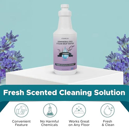 Steam & Go Demineralized Water for Steam Mop – Lavender Scent, 32 oz | Scented Floor Cleaner Solution, Ready-to-Use, Compatible with Any Steam Cleaner - size: 32 Fl Oz (Pack of 1)