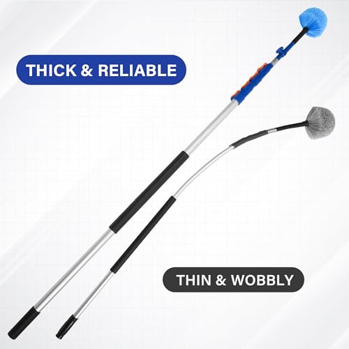 Cobweb Duster with 6-24FT Extension Pole, Webster Cobweb Duster with Telescopic Aluminum Pole, Spider Web Brush for Outdoor & Indoor Cleaning