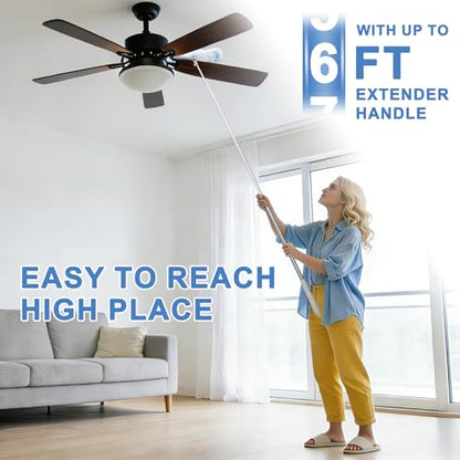 KeFanta Duster Refill Kit with 6 ft Super Extendable Handle Compatible with Swiffer, 360° Disposable Microfiber Dusting Pads for Home Cleaning, Ceiling, Fan, Window, Hard-to-Reach Areas, 20Pcs - size: 20 Count+ 6FT Extended Handle