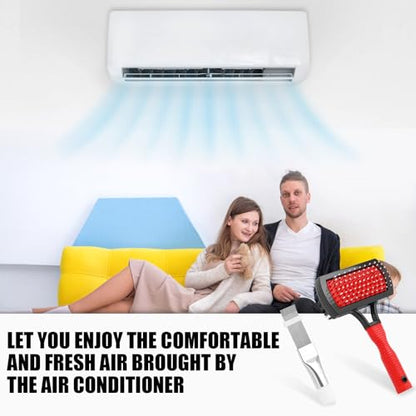Gosknor 2pcs Air Conditioner Condenser Cleaning Tools, Double-Sided AC Evaporator Coil Fin Cleaning Brush & Stainless Steel AC Fin Comb for HVAC System Refrigerator Evaporator Radiator Condenser