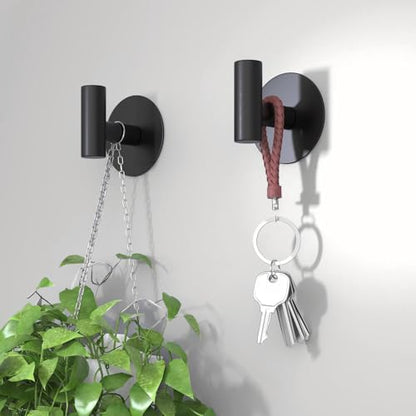Self-Adhesive Coat Hooks, Stainless Steel Heavy Duty Wall Hooks, Towel Hooks for Hanging Robes, Aprons, Coats and Hats in Bathrooms,Kitchens and Hotels(2 Pack, Black) - color: Black, size: Adhesive "T" Shape- 2 Pack