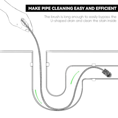 Flexible Drain Brush, 66 Inch Long Double Ended Hose Pipe and 58 Inch Tube Cleaning Brush and 2 Pack 8 Inch Straw Cleaner Brush - color: Blue
