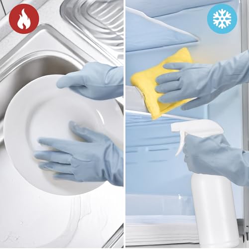 Dishwashing Cleaning Gloves with Cotton Lined, 3 Pairs | Reusable, Waterproof, Non-Slip, Elbow Length, Latex-Free Household Glove For Laundry Cleaning Working Gardening