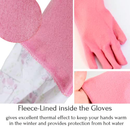 Myungjin Fleece-Lined, Flock Lining, Insulated Medium Cuff, Reusable Waterproof Household Dishwashing Non-Slip Cleaning Latex Rubber Gloves (2 Pairs)