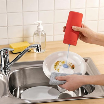 Dish Soap Dispenser for Kitchen, Silicone Squeeze Bottle for Dish Detergent (Red) - color: Red