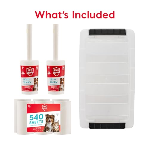 IRIS USA Extra Sticky Lint Roller, Standard Pack Comes with Storage Box and Refills, 90 Sheets/Roll, 720 Sheets Total, Easy Tear Lint Remover for Dog Cat Pet Hair On Clothes, Couch, Bed, Floor - size: Standard Pack