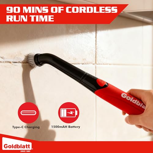 Goldblatt 18-Piece Cordless Electric Spin Scrubber Kit, Handheld Power Brush for Bathroom, Kitchen, Shower, Tile, Grout and Household Surfaces - style: Power Scrubber 18-Piece Kit