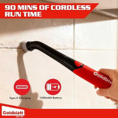 Goldblatt 18-Piece Cordless Electric Spin Scrubber Kit, Handheld Power Brush for Bathroom, Kitchen, Shower, Tile, Grout and Household Surfaces - style: Power Scrubber 18-Piece Kit