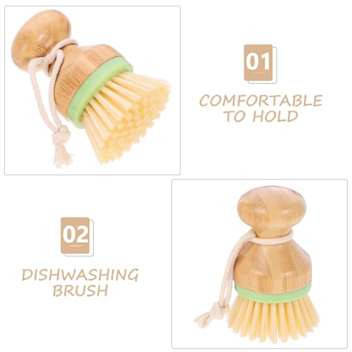 Ipetboom Dish Scrub Brush with Handle Palm Brush Dish Scrubber for Stubborn Stains Vegetable and Pot Cleaning for Home Use