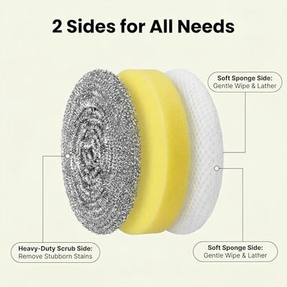5 PCS Double Sided Wire Dishwashing Sponge Rags - Multipurpose Steel Wire Dish Cloth Scrubber - Non-Scratch Cleaning Cloths for Kitchen Dishes Pots Pans - Reusable Household Dish Wash Supplies