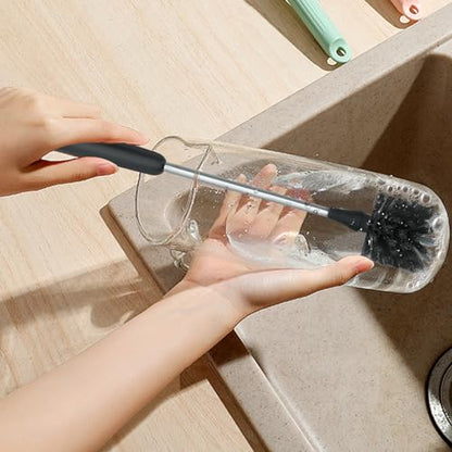 Long Bottle Brush, 15.15 in Bendable Cleaner Brushes for Cleaning Neck Beer Bottles, Wine, Baby Bottles, Water Bottles, Tumblers, Flask, Bird Feeder, Vase, Pipes and Brewing Supplies Black/1Pack - color: Black and White