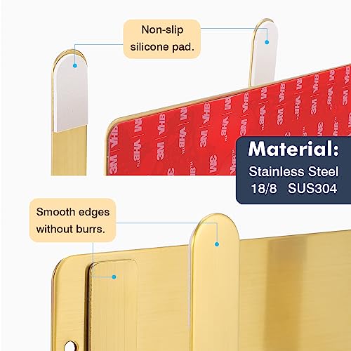 Pot Lid Rack, Wall Mounted 304 Stainless Steel Pan Lid Organizer Holder, Self Adhesive, Kitchen Cooking Utensil Tool(Gold) - color: Gold