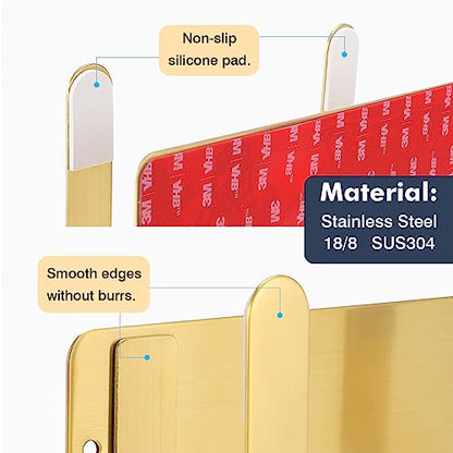 Pot Lid Rack, Wall Mounted 304 Stainless Steel Pan Lid Organizer Holder, Self Adhesive, Kitchen Cooking Utensil Tool(Gold,Set of 2) - color: Gold,Set of 2