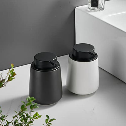 12Oz Black Soap Dispenser - Modern Ceramic Lotion Hand Soap Dispenser with Easy-to-Press Black Pump, Reusable and Refillable Liquid Dish Soap Dispensers for Bathroom & Kitchen - color: Black, style: Liquid Pump