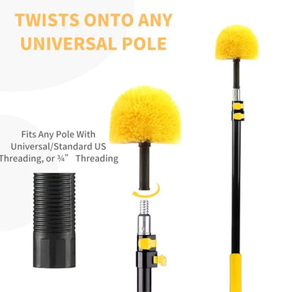 3 Pack Screw on Webster Cobweb Duster Head for Pole,Spider Web Remover Brush, Cobweb Duster Head Attachment,Fits Standard 3/4 inch Threaded Poles (3, Yellow) - color: Yellow