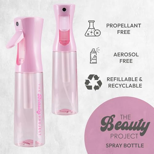 Spray Bottle Mister for Hair - Continuous Mister, Fine Water Mist, Trusted by Professional Salons & Barbers, 10.1oz - Clear Bottle (Pink) - color: Pink