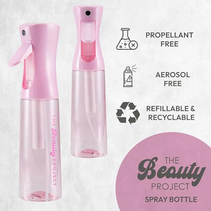 Spray Bottle Mister for Hair - Continuous Mister, Fine Water Mist, Trusted by Professional Salons & Barbers, 10.1oz - Clear Bottle (Pink) - color: Pink