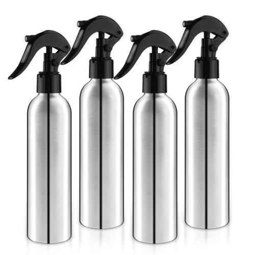 250ml/8 Oz Aluminum Spray Bottles,Empty Reusable Heavy Duty Mist Spray & Water Sprayer,Pressure Sprayer Spray Pump Bottles for Home Garden Plant Household Cleaning Solutions-Pack of 4