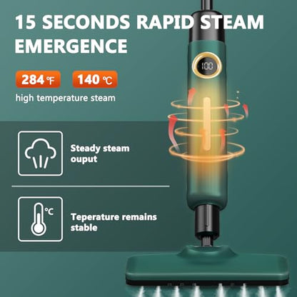 KEROMEE Steam Mop With 2 Washable Pads for Multi-floor Cleaning, High Temperature Steamer Cleaner for Sealed Hard Floors, Hardwood, Tile, Laminate