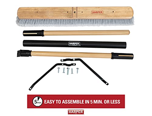 Harper 24 Inch Indoor Smooth-Surface Push Broom with Flagged Bristles for Sand, Saw Dust, Wood Shavings and Pet Hair in Garages, Warehouses, and Workshops - style: Indoor Smooth-Surface Push Broom