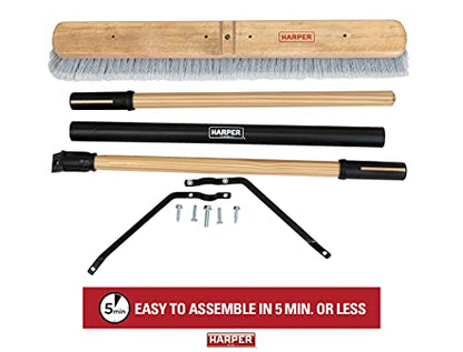 Harper 24 Inch Indoor Smooth-Surface Push Broom with Flagged Bristles for Sand, Saw Dust, Wood Shavings and Pet Hair in Garages, Warehouses, and Workshops - style: Indoor Smooth-Surface Push Broom