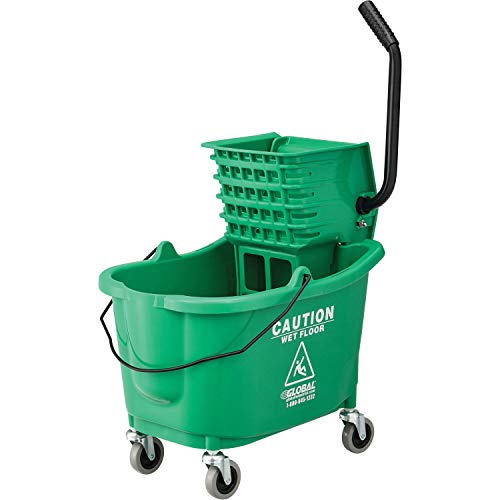 Global Industrial Commercial Mop Bucket and Wringer Combo with Side Press, 38 Quart Capacity, Durable Corrosion-Resistant Polypropylene, 3" Swivel Casters, Green - color: Green