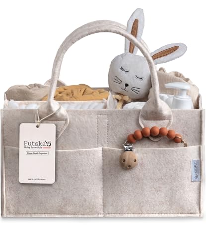PUTSKA Baby Diaper Caddy Organizer - Nursery Storage Basket for Diaper Station, Baby Basket Shower List and Registry Gift Must-Haves, Newborn Essentials, Nursery Decor for Boy or Girl - Mocha, Large - color: Mocha, size: Large